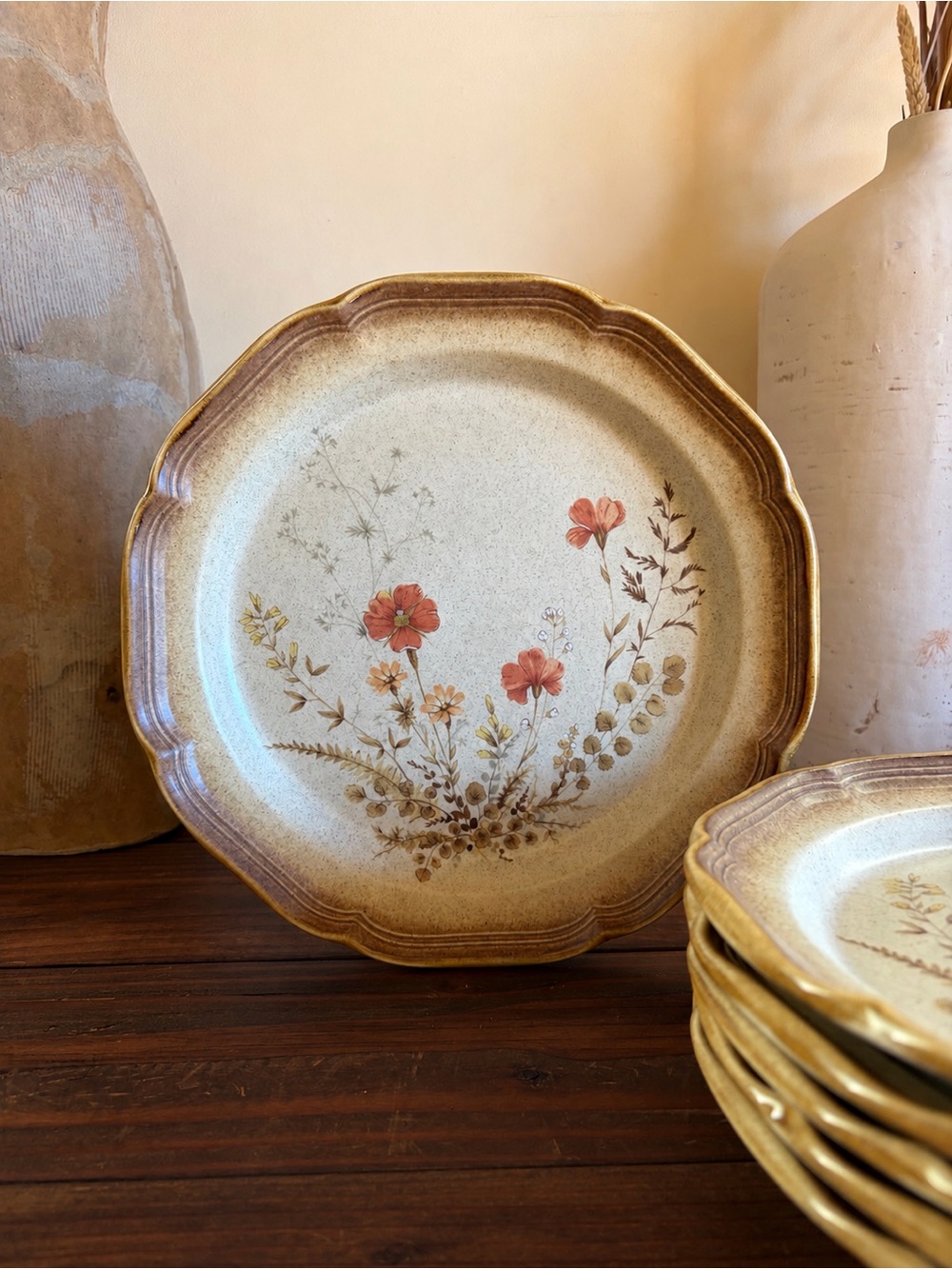 Vintage Mikasa Whole Wheat Jardiniere Dinner Plates 10.5” Set of 6 Japan